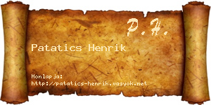 Patatics Henrik névjegykártya